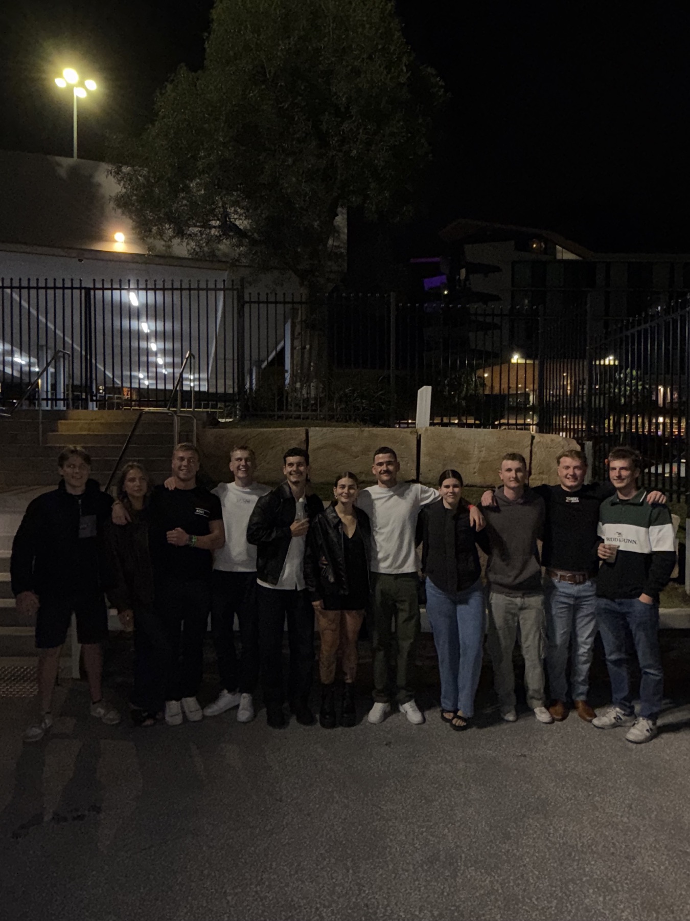 Friends lined up together after a night out